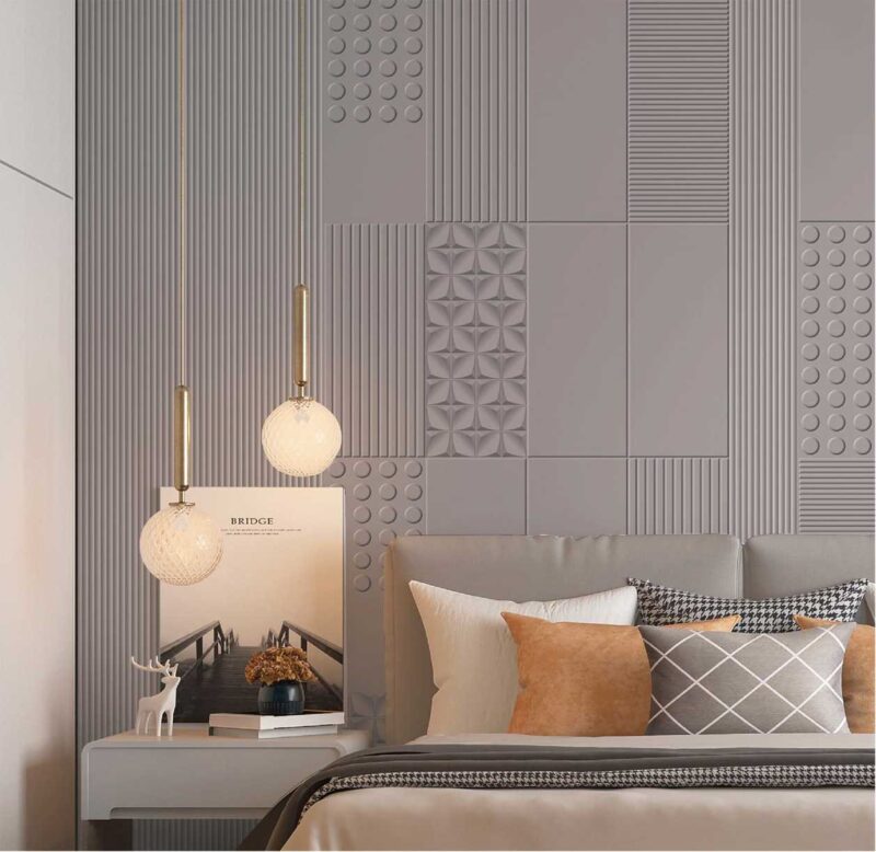 3D suede wallpaper for bedroom and accent wall DS-3MU-D05A+3MU-D05B ...