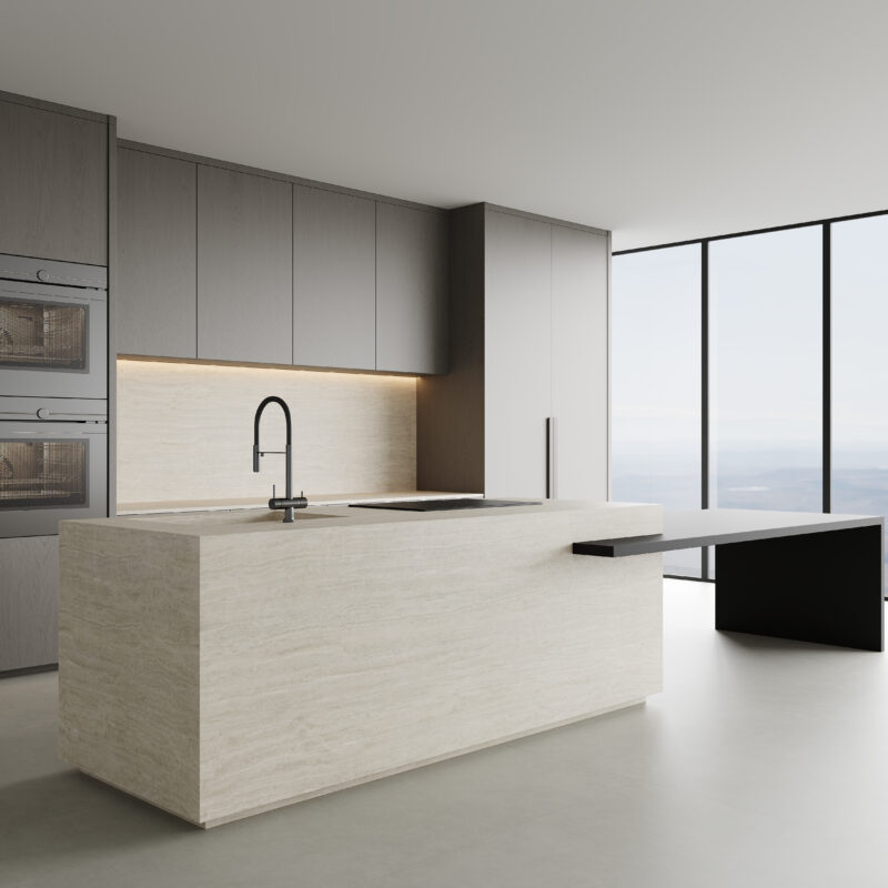 Large format porcelain plate-CLOUD GREY TRAVERTINE JA5009M